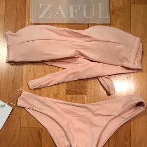 Zaful Knotted Bandeau Bikini Set